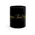 Elegant Gold Script Logo Black Coffee Mug — TruElegance 11oz