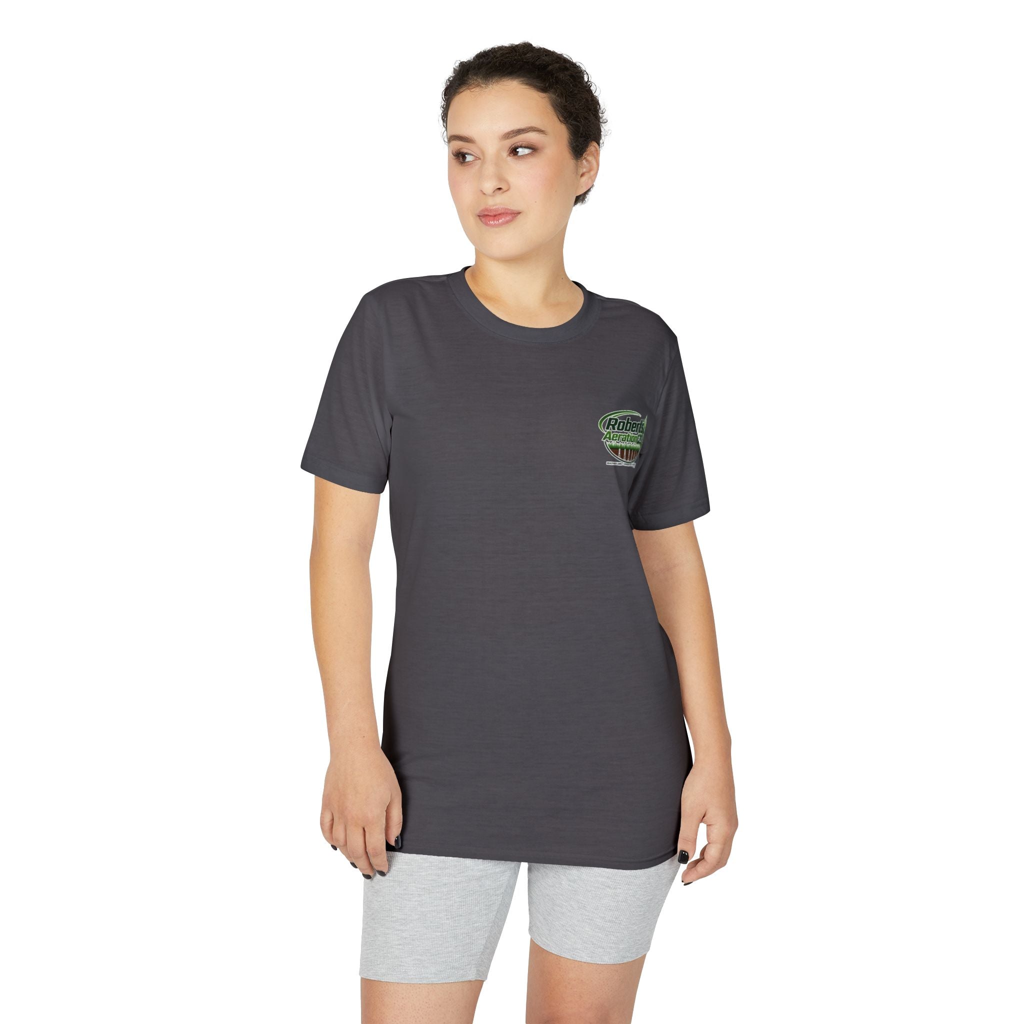 Roberts Aeration Plus Performance T‑Shirt — Lawn Care Logo Tee