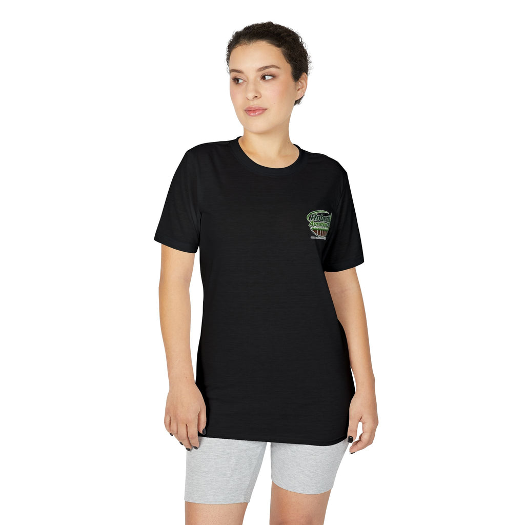 Roberts Aeration Plus Performance T‑Shirt — Lawn Care Logo Tee