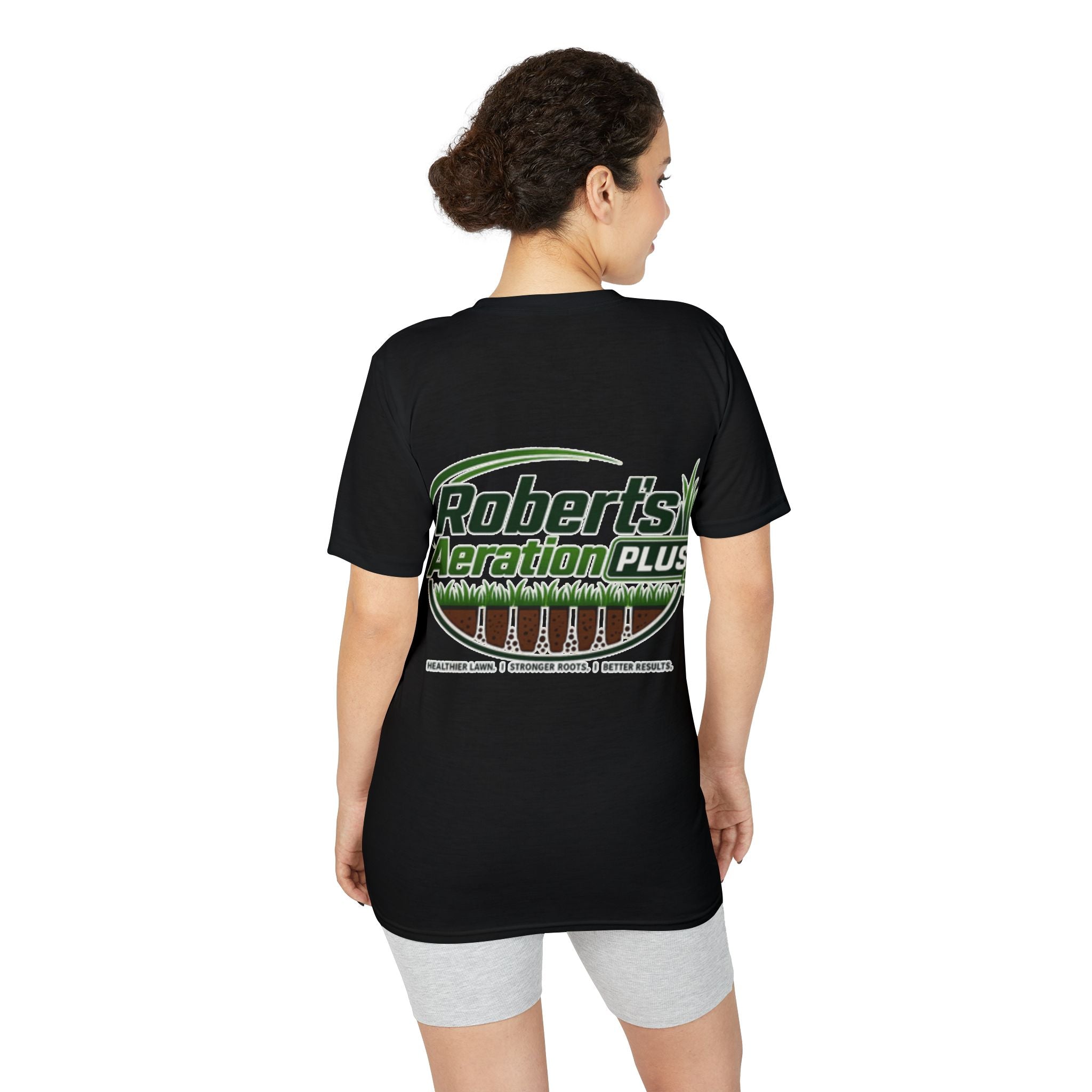 Roberts Aeration Plus Performance T‑Shirt — Lawn Care Logo Tee