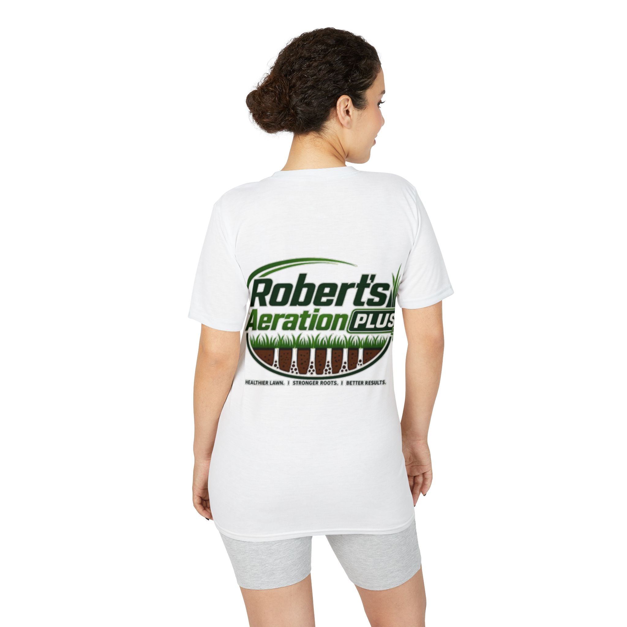 Roberts Aeration Plus Performance T‑Shirt — Lawn Care Logo Tee