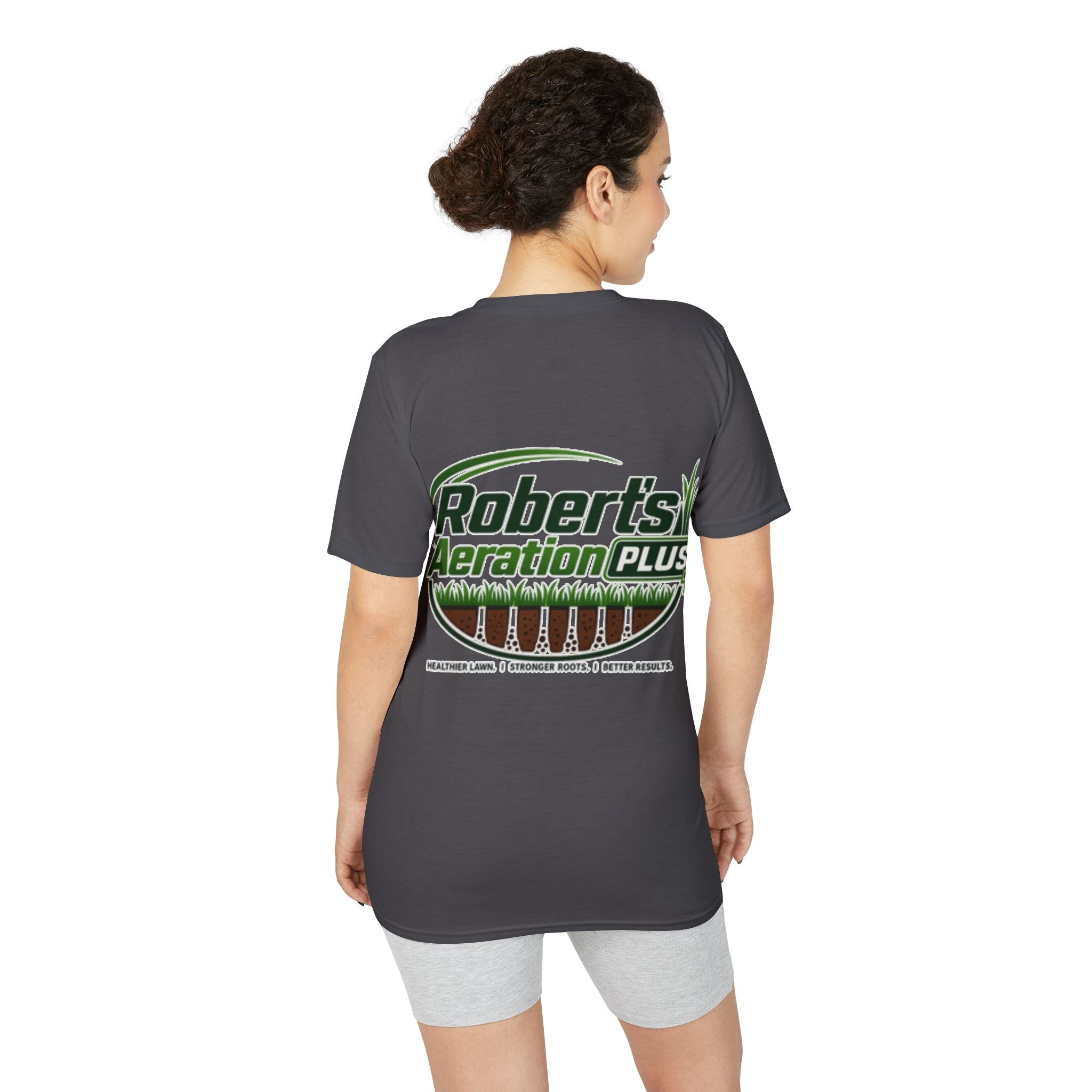 Roberts Aeration Plus Performance T‑Shirt — Lawn Care Logo Tee